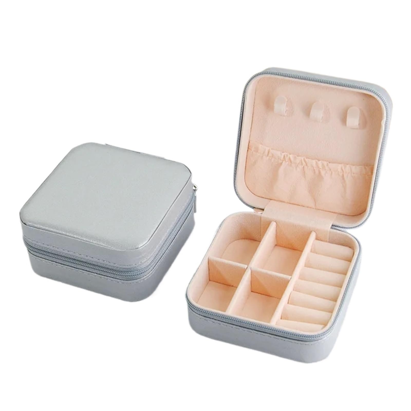 ESTDKMNOS Portable Jewellery Case， Jewellery Box Organiser Storage Travel Multicolor(Grey)
