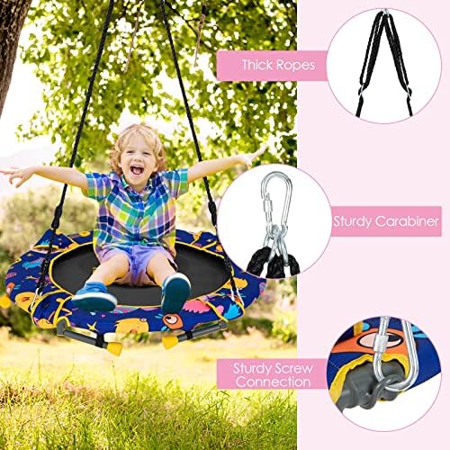 INFANS 36 Inch Foldable Mini Trampoline for Kids, 2 in 1 Trampoline and Swing Combo with Adjustable Straps Detachable Handrail, Indoor Outdoor Backyard Toddlers 3 6113+gcOCmL. AC