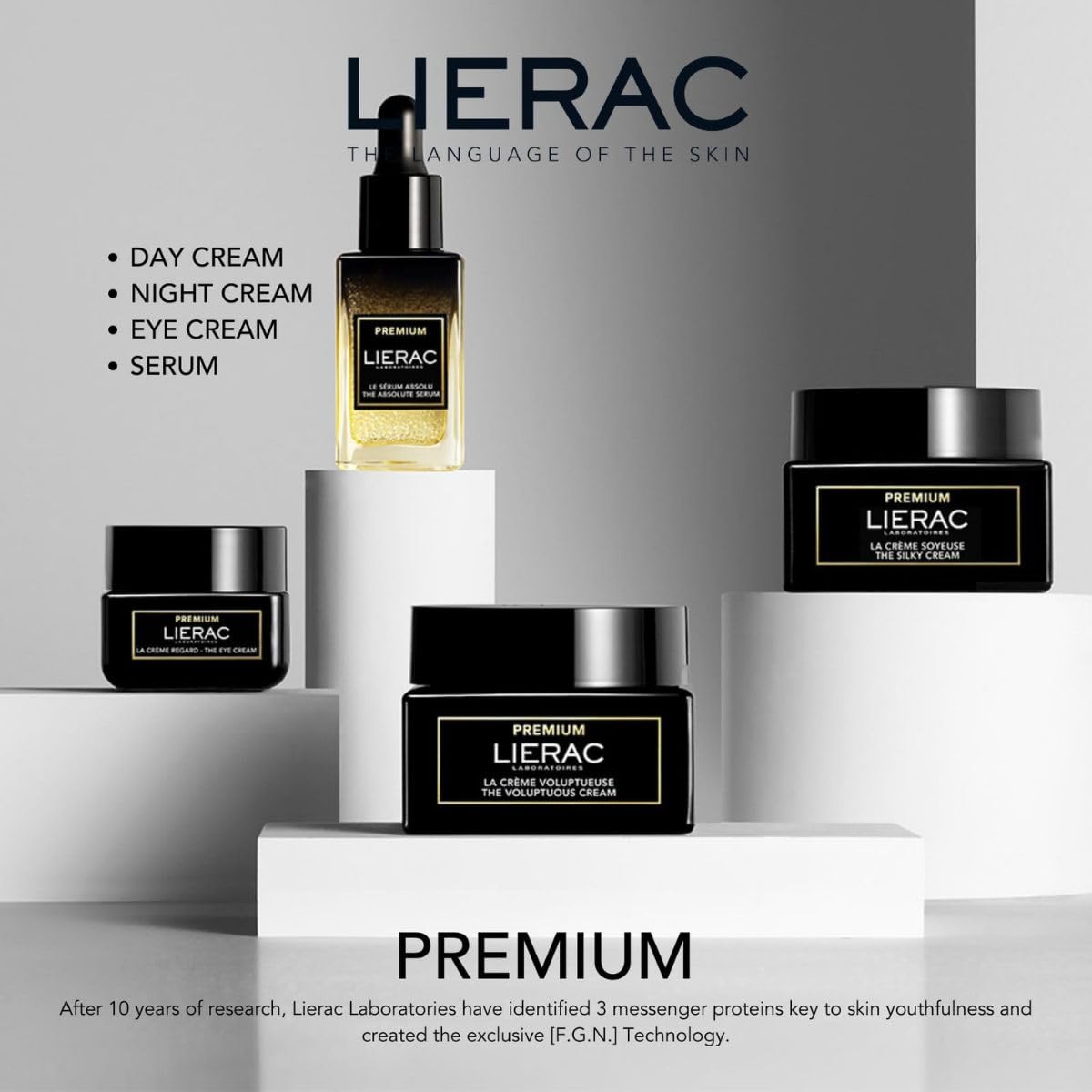 Lierac - Premium - Wkład z jedwabistym kremem 50ml - Pielęgnacja twarzy - Ogólny przeciwstarzeniowy - Połysk - 95% składników pochodzenia naturalnego - Skóra normalna - Skóra mieszana