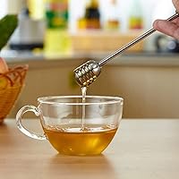 Vista 7 de AKOAK 1 paquete de cuchara de miel, cuchara de miel y jarabe, cuchara de acero inoxidable en forma de panal, mezclador de miel recto, para té, café
