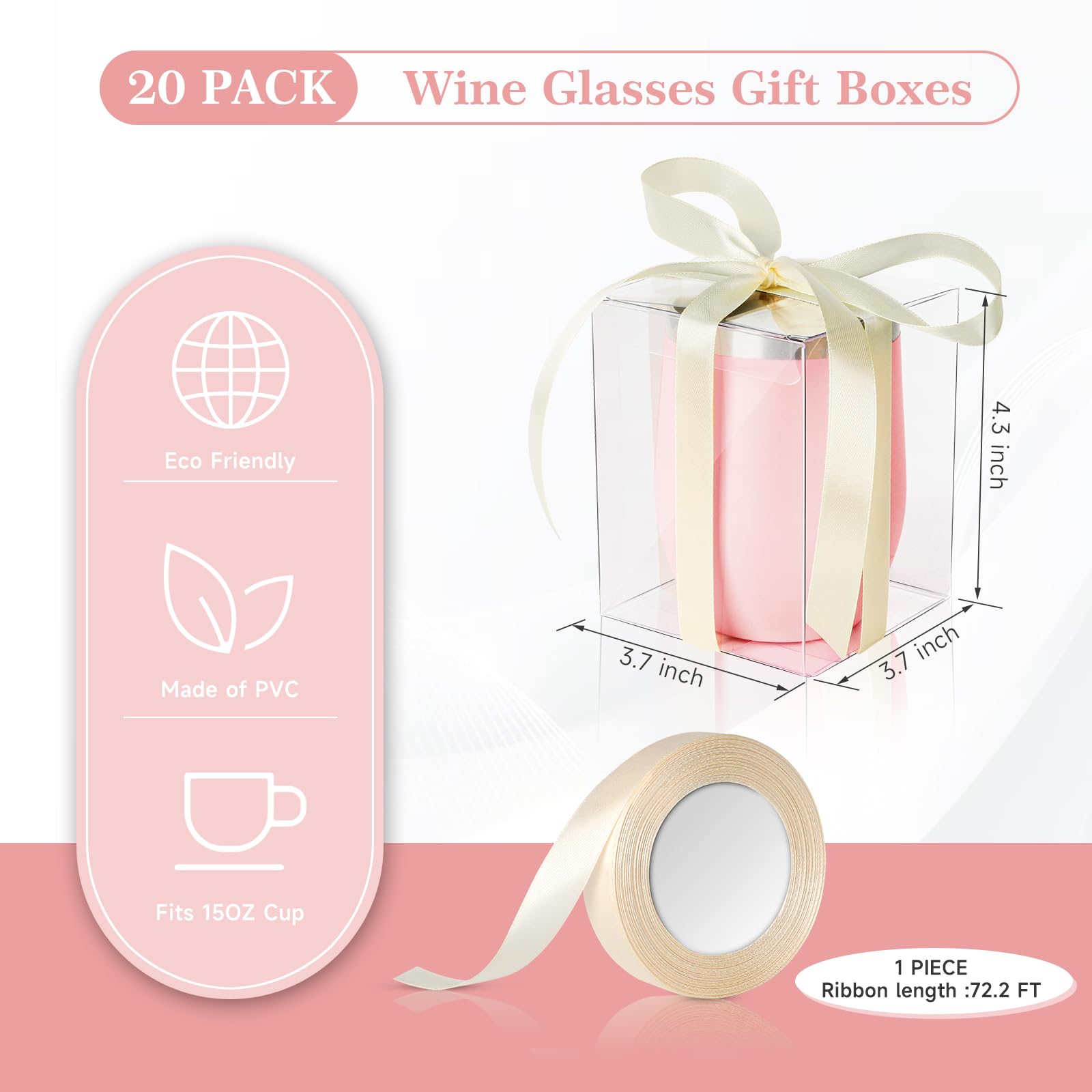 Amazon.com: 20 Pack Stemless Wine Glass Gift Boxes With Clear Window -  Favor Boxes for Gifting - Can Hold 15oz Glass - Bachelorette Party Wedding  : Health & Household
