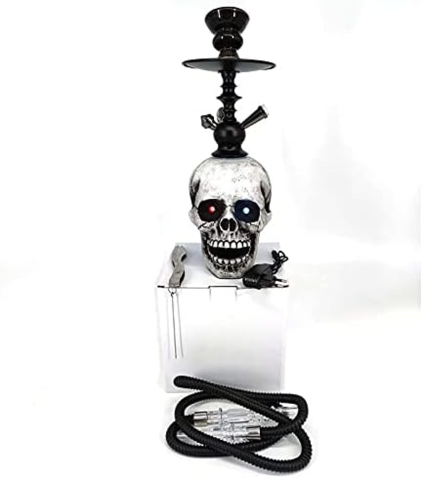 Cachimba, Cachimba con Luz LED De Calavera De Barra, Kit De Cachimba con Manguera, Mini Kit De Cachimba De Resina, Manguera De Cachimba De Silicona, Portátil,bonny369