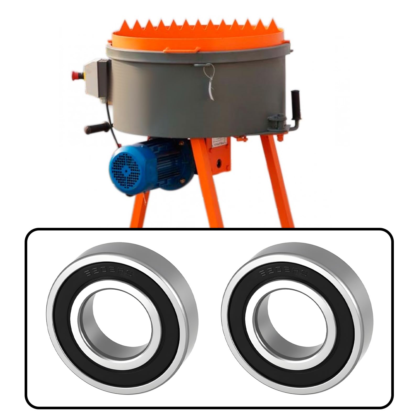 Create idea 2PCS Drum Bearing with Retaining Rings 30x62mm Compatible with Euromix 120/125 Concrete Mixer - Image 2