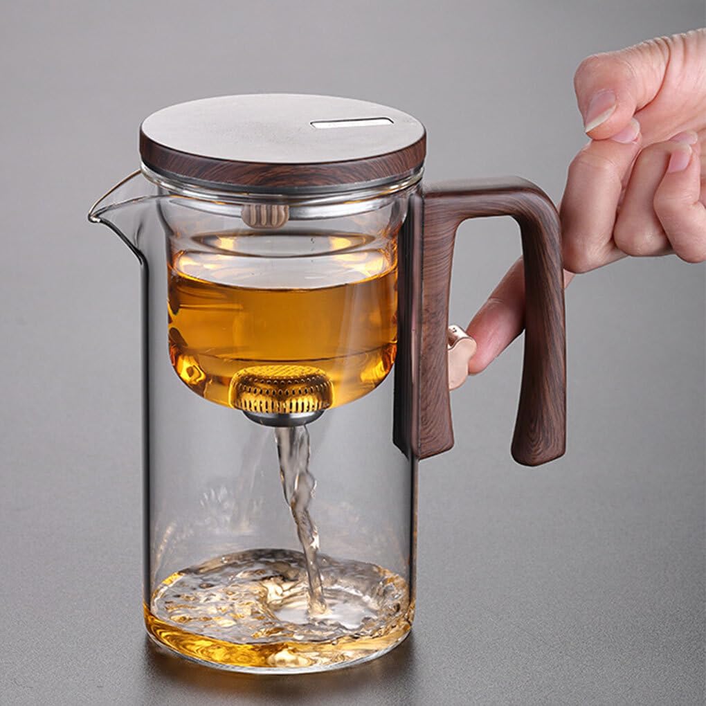 Théière avec passoire, filtre magnétique, Pot en verre pour brassage du thé, théière en verre à interrupteur Simple avec passoire, théière transparente, transparent, 520 ml