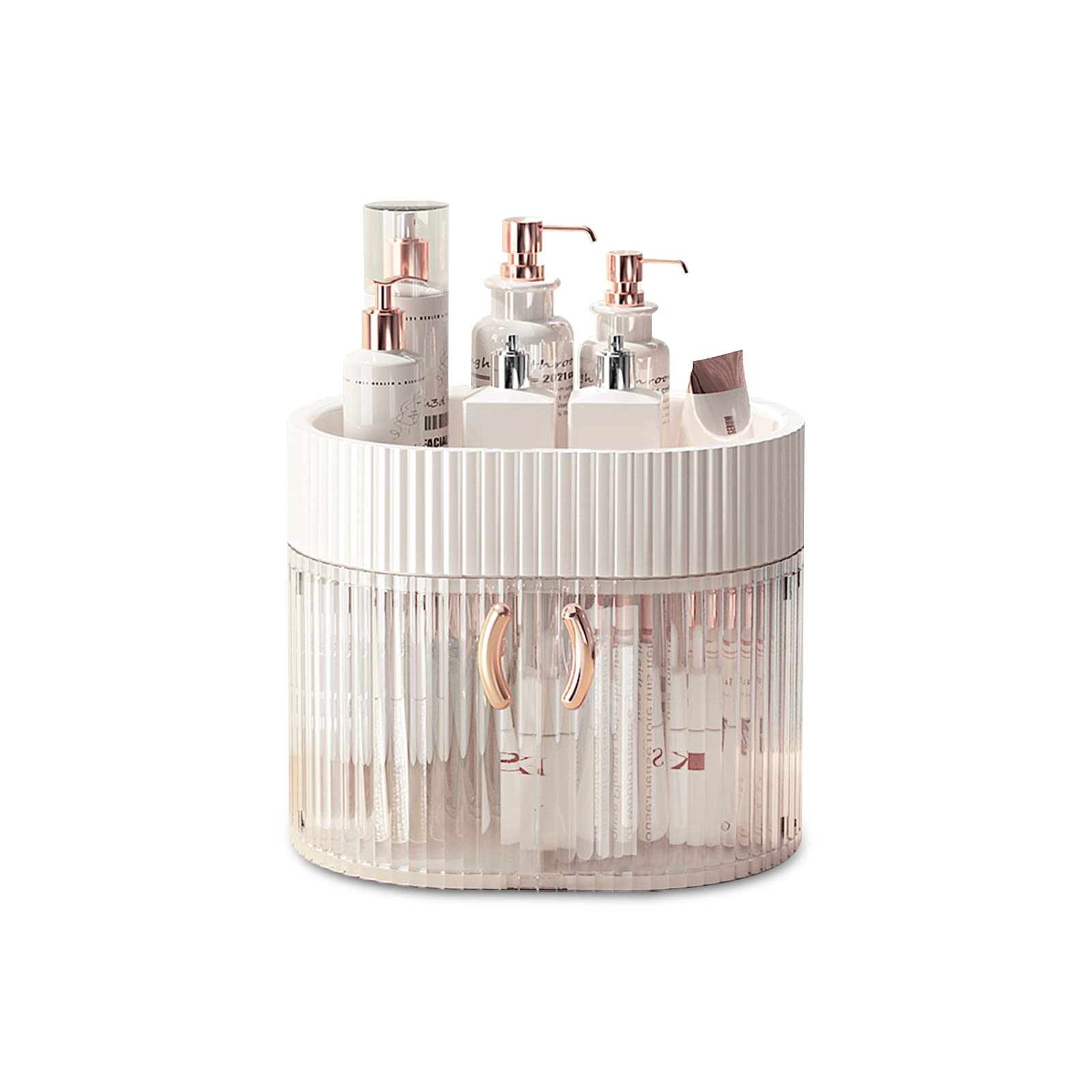 Ergocar Tall Bottle Multi-Function Make Up Case Dustproof Cosmetic Storage Box,Cosmetics Skin Care Products Jewelry Organizer Case (White-S)