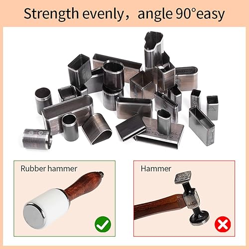 Miniatura 6 de WUTA Herramienta de perforación hueca de 55 formas, molde de troquelado de acero aleado, herramienta manual de punzonado de cuero, cortador de