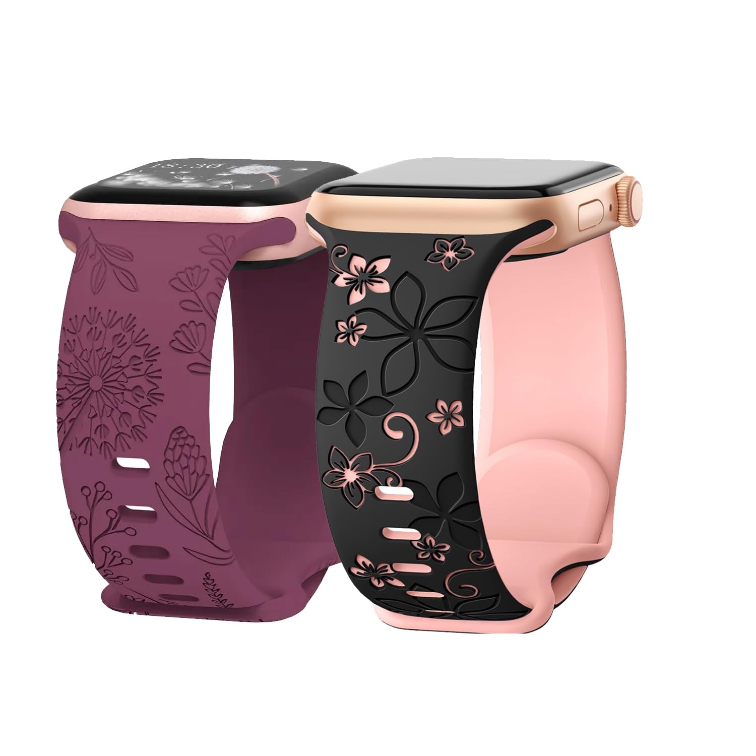 OXAI Floral Silicone Bands for Apple Watch Straps 41mm 40mm 38mm Cute Soft Flower Engraved Designer Strap for iWatch Ultra 2 SE2|SE Series 9 8 7 6 5 4 3 2 1 [Watch NOT Included] (B0D6BRW8DN) Amazon Price History, Amazon Price Tracker