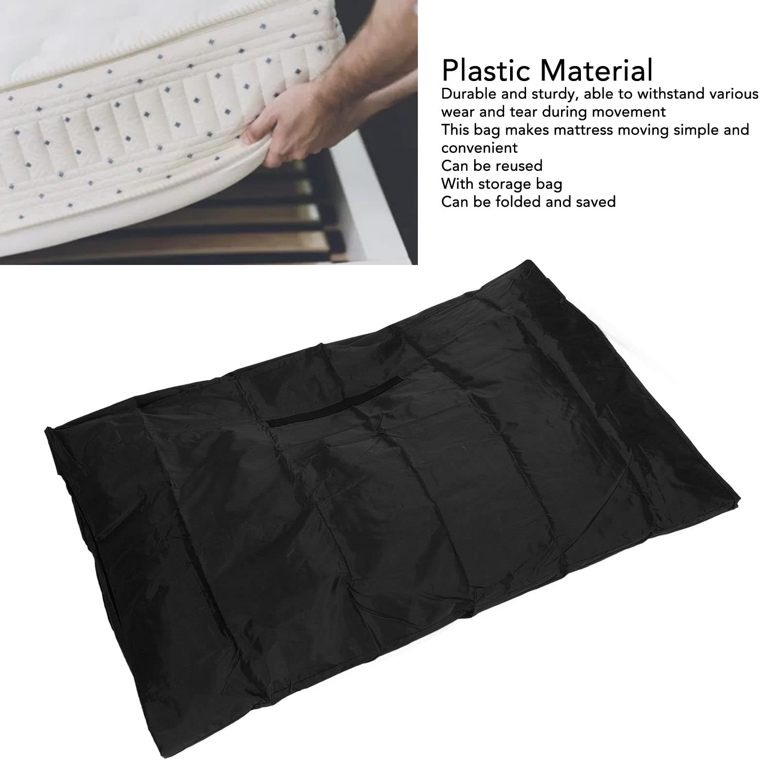 Borsa per Materasso in Plastica, Coprimaterasso Riutilizzabile Impermeabile per Riporre Oggetti in Movimento, Pieghevole 208x160x38 Cm (Nera)