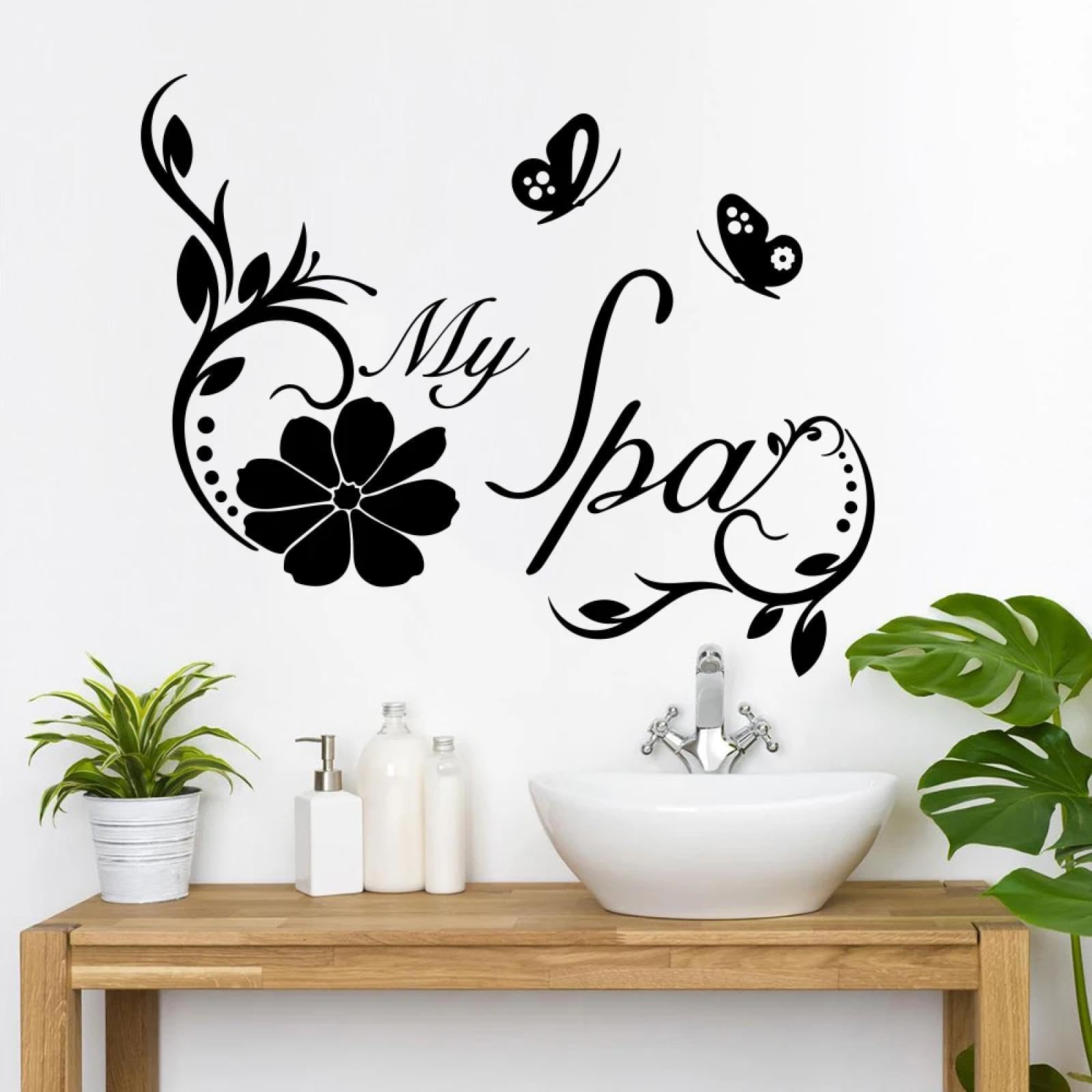 YOUOUSI Spa Salon Floral Butterfly Wall Stickers Beauty Salon Vinyl Home Girl's Room Beauty Shop Wall Art Decals