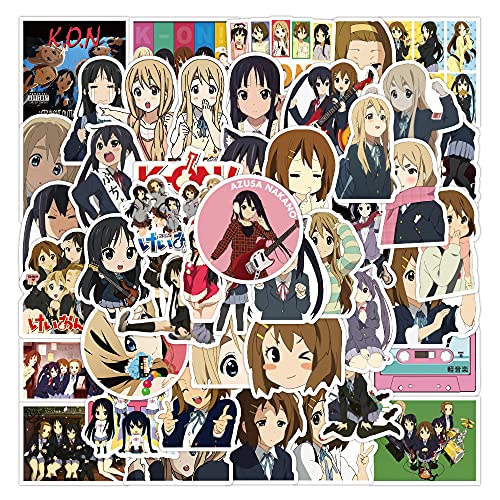 K-ON!! Confezione di adesivi 50 pezzi, adesivo in vinile per bottiglie d'acqua, notebook, skateboard, regalo per adulti, bambini e adolescenti