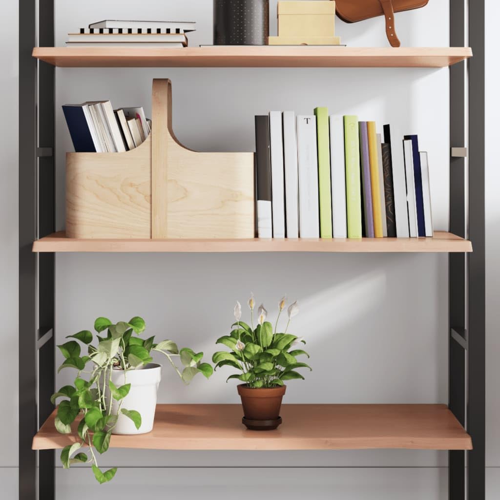 Estantería de pared marrón claro, 80 x 50 x 2 cm, madera maciza de roble tratada, rústica, con borde natural, estante flotante de madera para baño, salón y oficina, capacidad de carga hasta 32