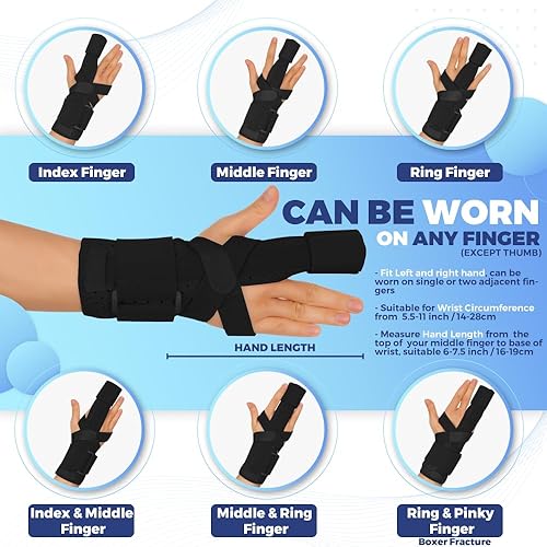 Miniatura 4 de FORTEMOTUS Férula de dedo de gatillo, férula ajustable de uno o dos dedos, soporte completo para manos y muñecas, inmovilizador de dedos para