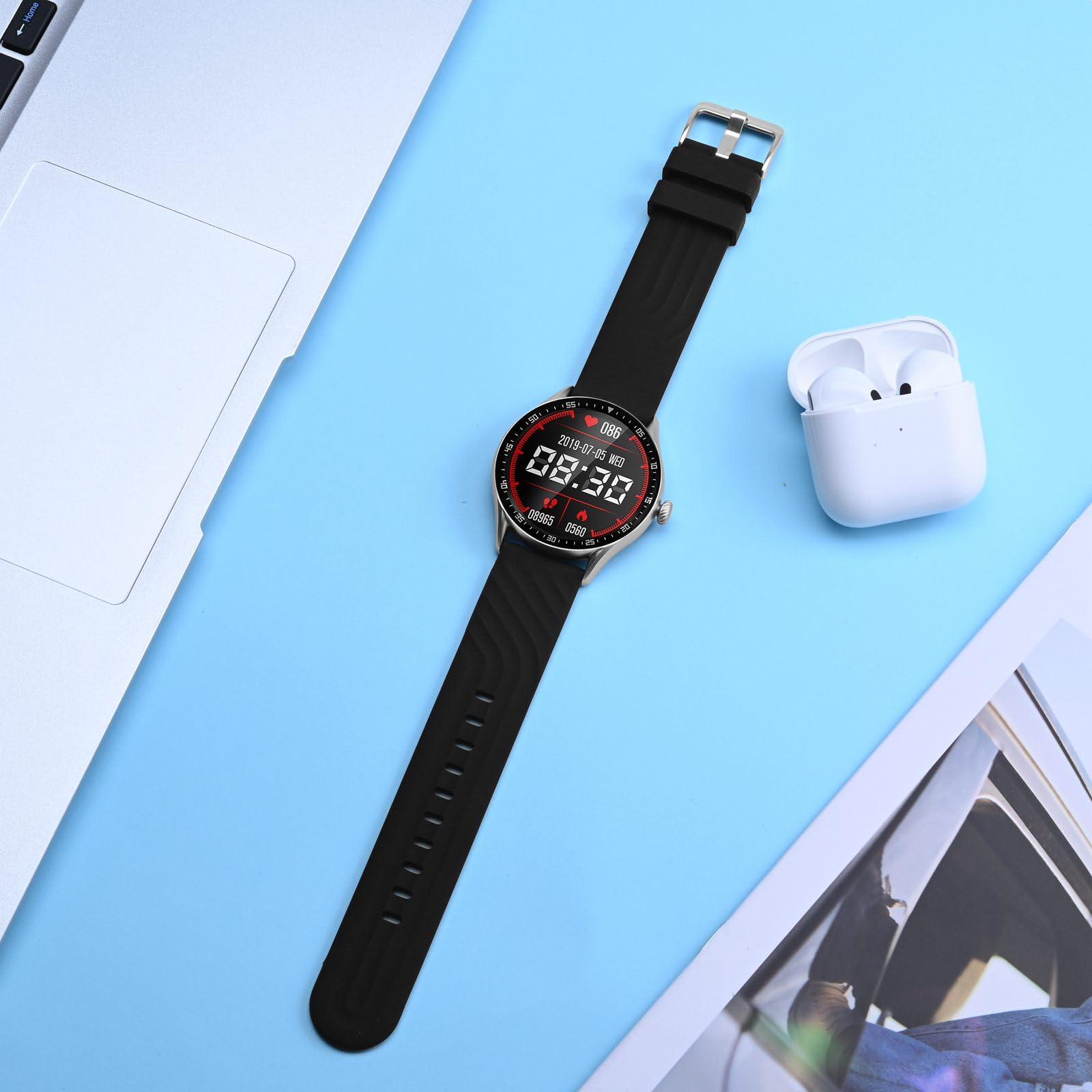 Anbeer Silicone Watch Band 20mm Quick Release Rubber Replacement Strap for Men Women - Extra Long, Black with Black Buckle