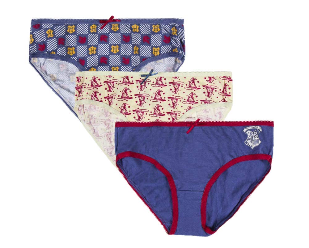 CERDÁ LIFE'S LITTLE MOMENTSHarry Potter Girls Knickers, Multipack of 3, 100% Soft Cotton Knickers, Pants, Briefs, Girls Teenagers Panties Underpants, Children's Underwear, 6 Years
