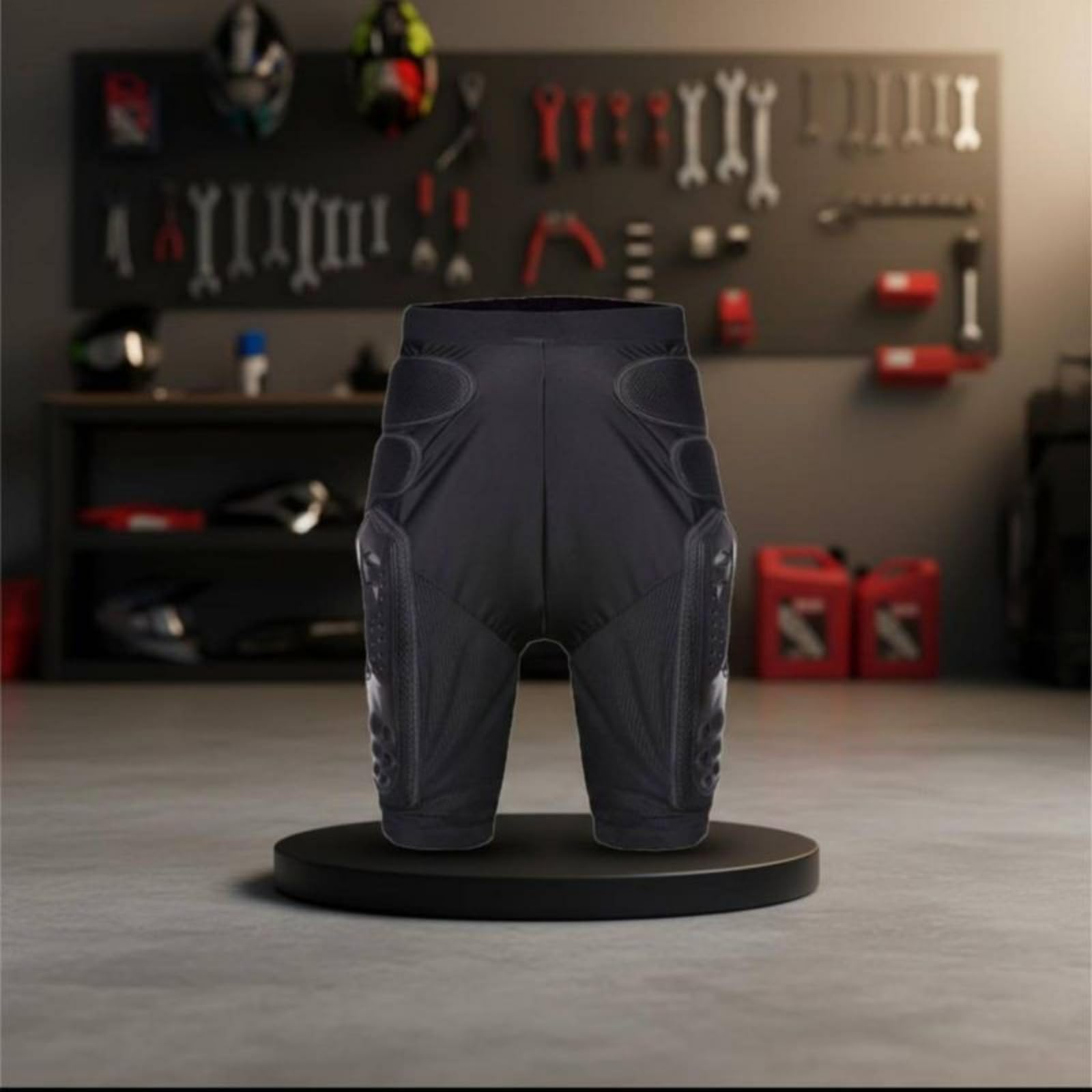 Pantaloni Motociclismo Protettivi Shorts Imbottiti Paracolpi Protezioni EVA Rinforzi Ginocchio Ventilazione Rete Fascia Elastica Sotto Pantaloni Adatti per Motocross Bici Training, Nero, XL