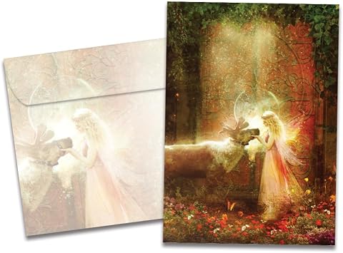Tree-Free Greetings - Winter Solstice Greeting Cards - Artful Designs - 1 Card + Matching Envelopes - Made in USA - 100% Recycled Paper - 5"x7" - Gentle Kindness GO64240