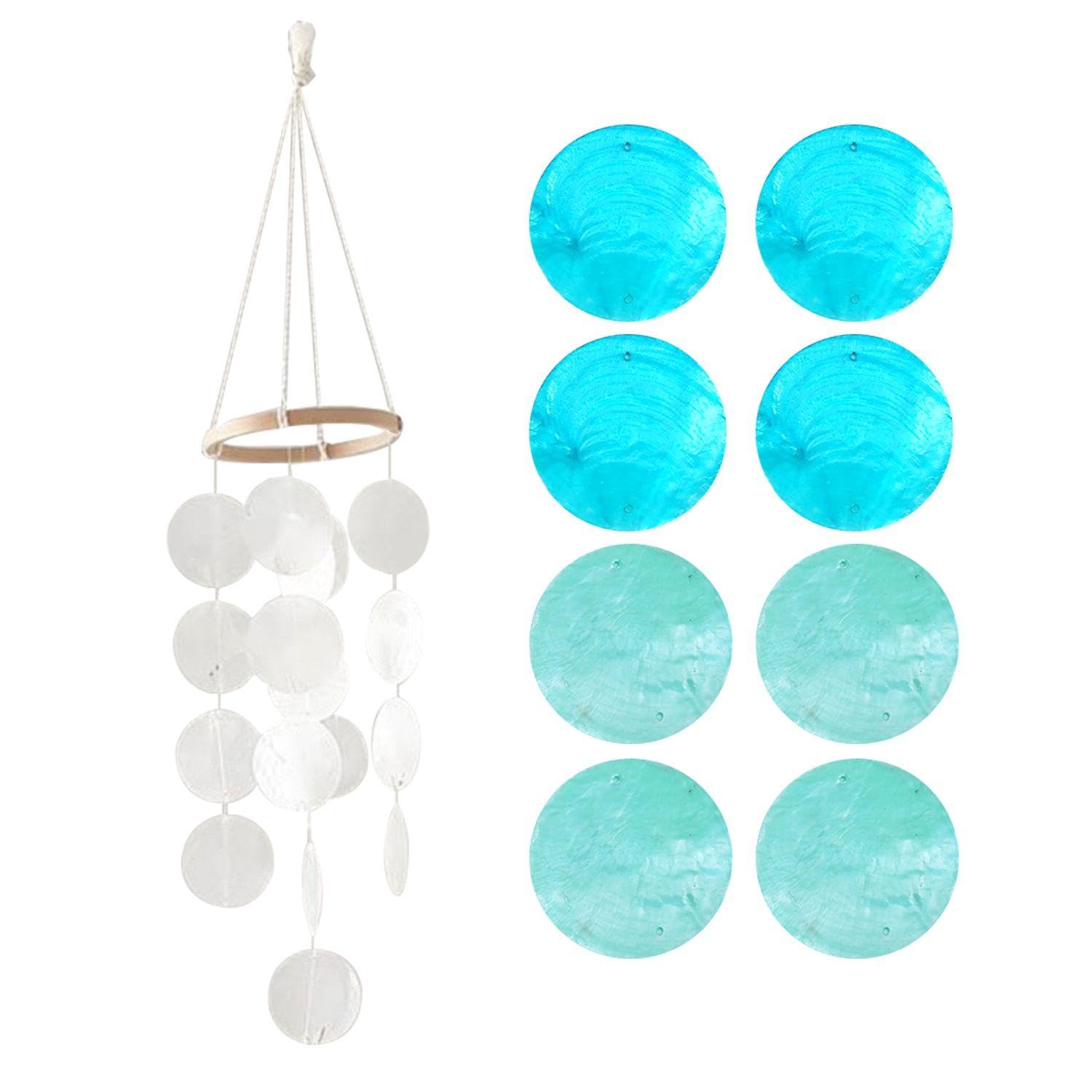 1 Bianco Shell Carillon di Vento E 8 Pezzi di Doppio Foro Shell Pezzi, Oceano Vento Decorazioni, Shell Dream Catcher, Adatto per Giardino E Cortile Decorazione.