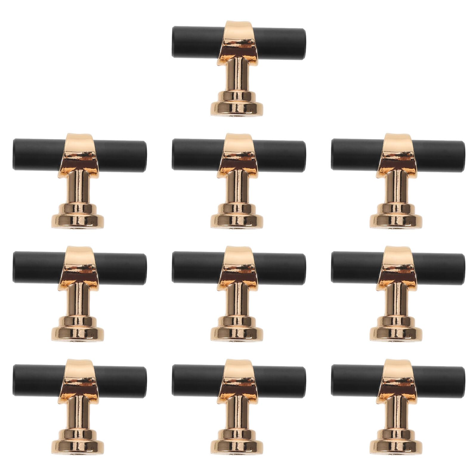 TEHAUX 10 pezzi Pomelli per Mobili in Lega di Nero e Oro Maniglie Moderne Minimaliste per Armadi e Cucine Maniglie Resistenti e Versatili per Interni Eleganti