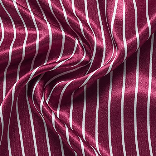 Image of Lonxu Pajamas Set Mens Silk Satin Pajamas Long Sleeve Loungewear Two-Piece Sleepwear Button-Down Pj Set S-XXXXL