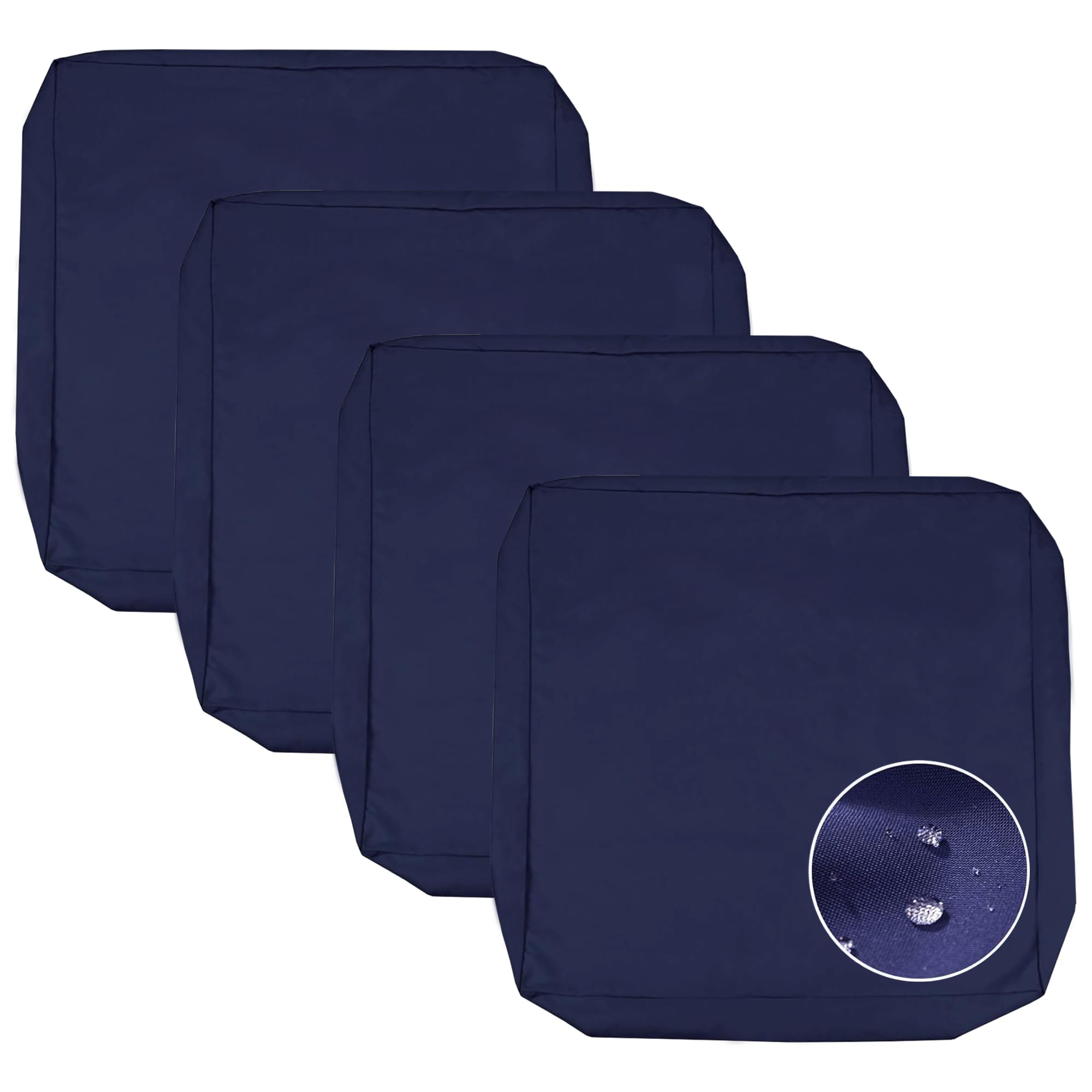 sqodok patio cushion covers 21x19x3 inch, waterproof outdoor cushion covers for patio furniture, 4pack patio cushion seat slicovers replacement for sectional sofa, wicker chair, blue