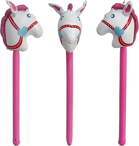 Miniatura 3 de 1 globo inflable de palo de caballo inflable con cabeza de caballo para decoración de fiesta, fiesta de cumpleaños de caballo, suministros de