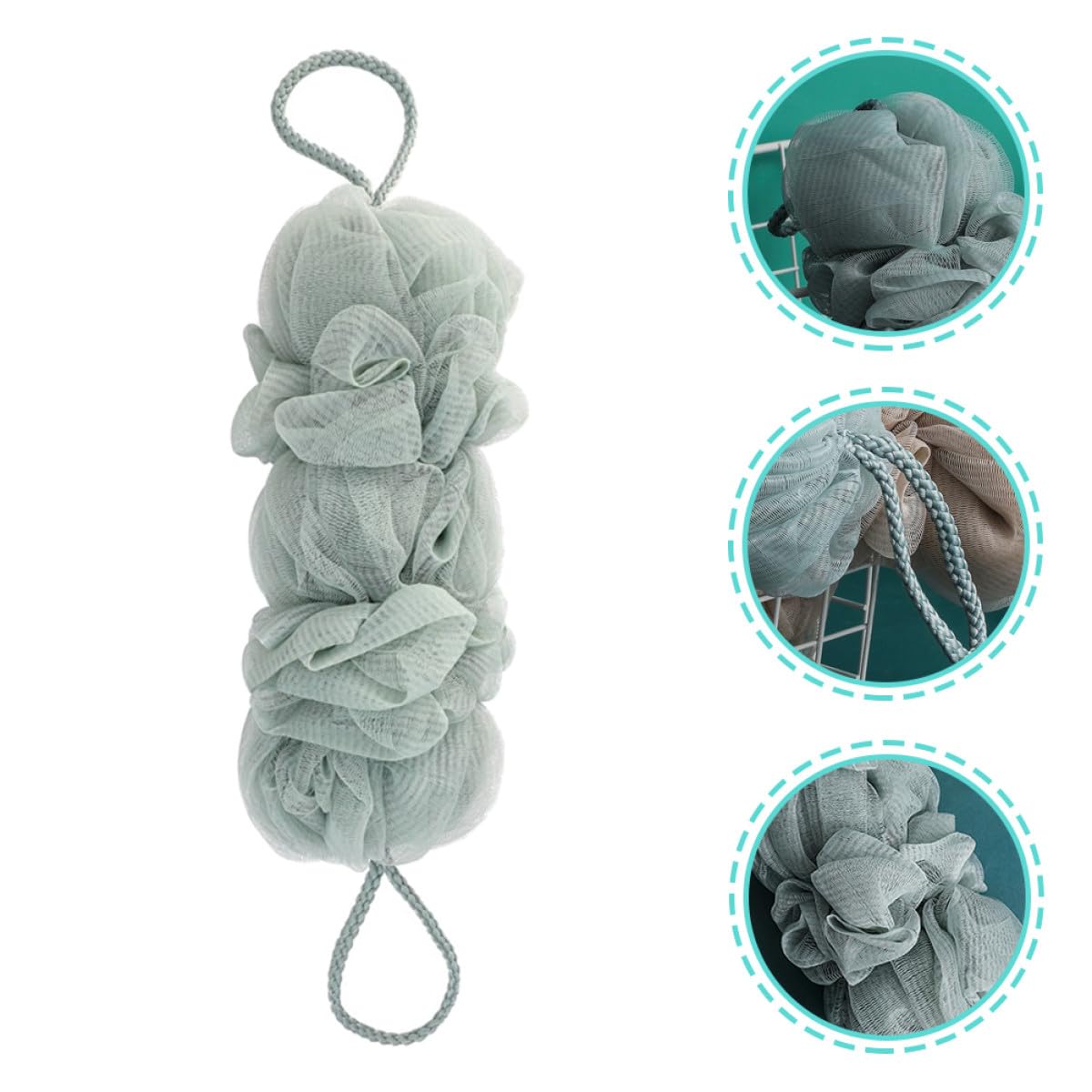 Spugne Luffa da Doccia 3 Pezzi Morbide Filo Rinforzato e Design Appendibile, Esfoliazione Corpo per Adulti e Donne Gravidanza, Uso Quotidiano in Bagno