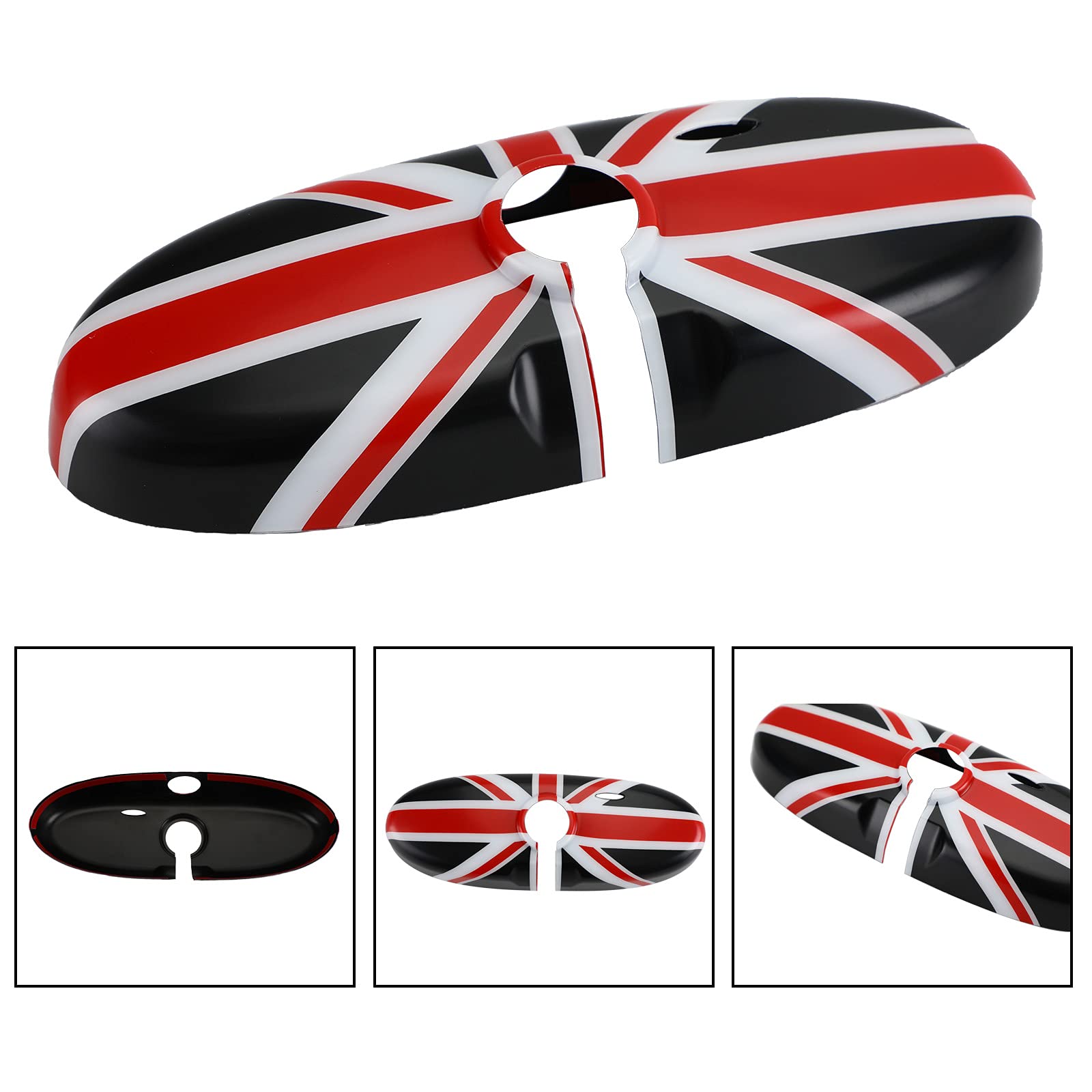 Artudatech Car Mirror Covers Caps, Union Jack UK Flag Rear View Mirror Cover for MINI Cooper R55 R56 R57 Black/Red(only for the standard mirror)