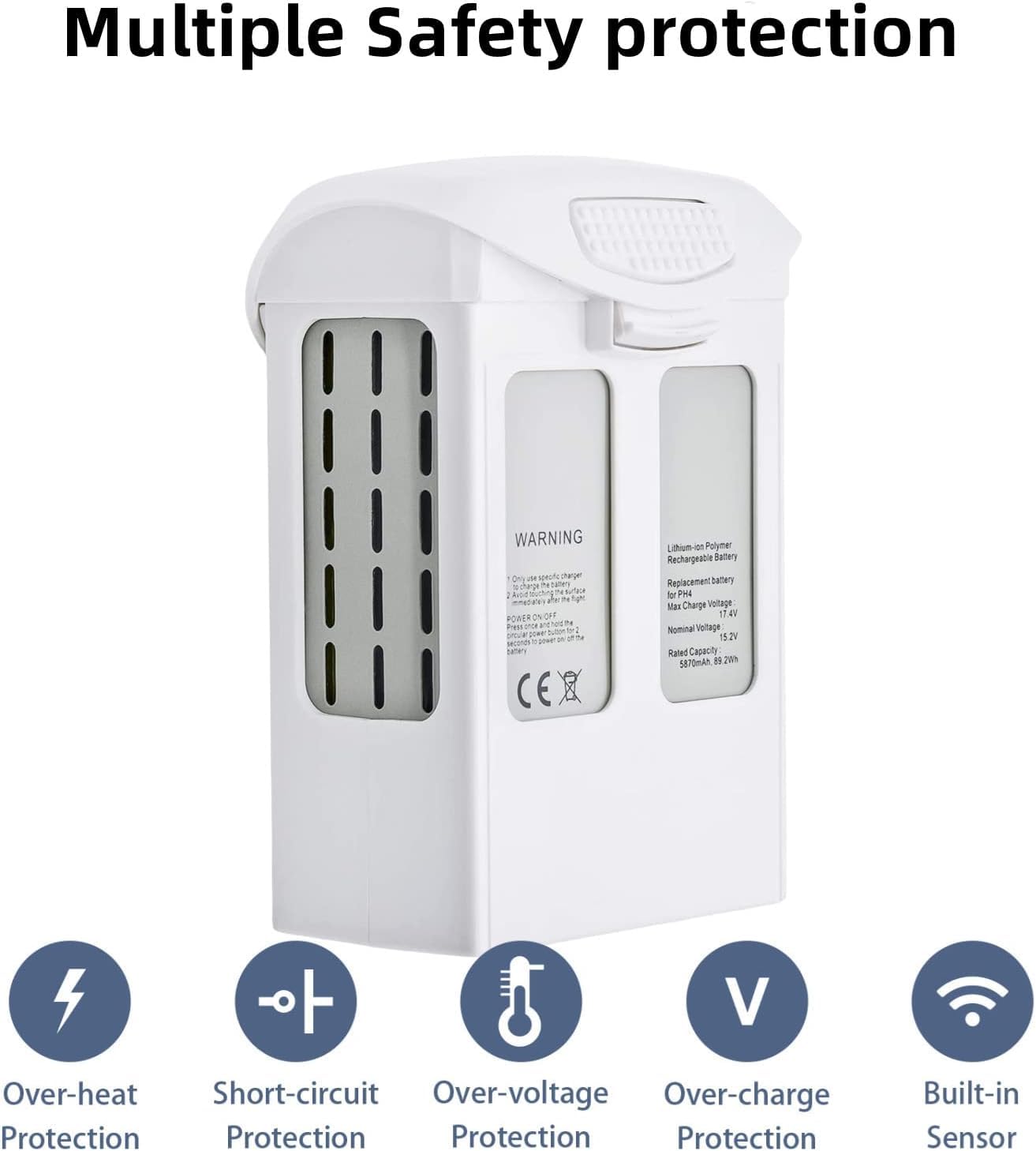 for Phantom 4 Battery 15.2V 5870mAh,High Capacity Intelligent Flight Replacement Battery Pack for DJI Phantom 4 Series Drone,DJI Phantom 4 Phantom 4 Pro,Phantom 4 Pro V2.0,Phantom 4 Advanced（1PCS）