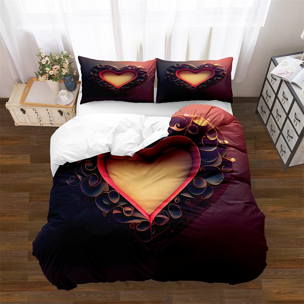 Bettwäsche Partner 135x200 Herz Schlafzimmer Pärchen Mädchenbettwäsche Microfaser Rosa Bettbezug mit Reißverschluss (240x260cm+50x75cmx2,d)