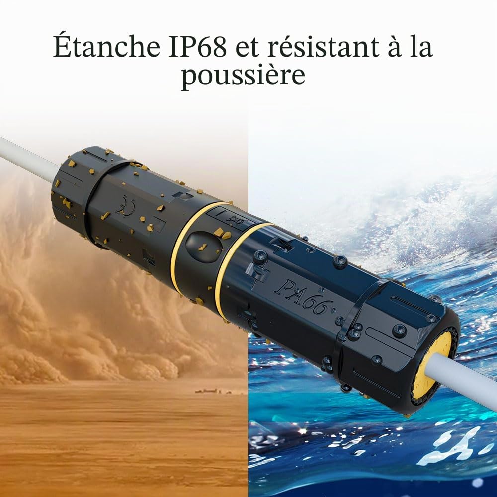 FGB Lot de 3 coupleurs RJ45 étanches Cat7, blindés femelles vers femelles