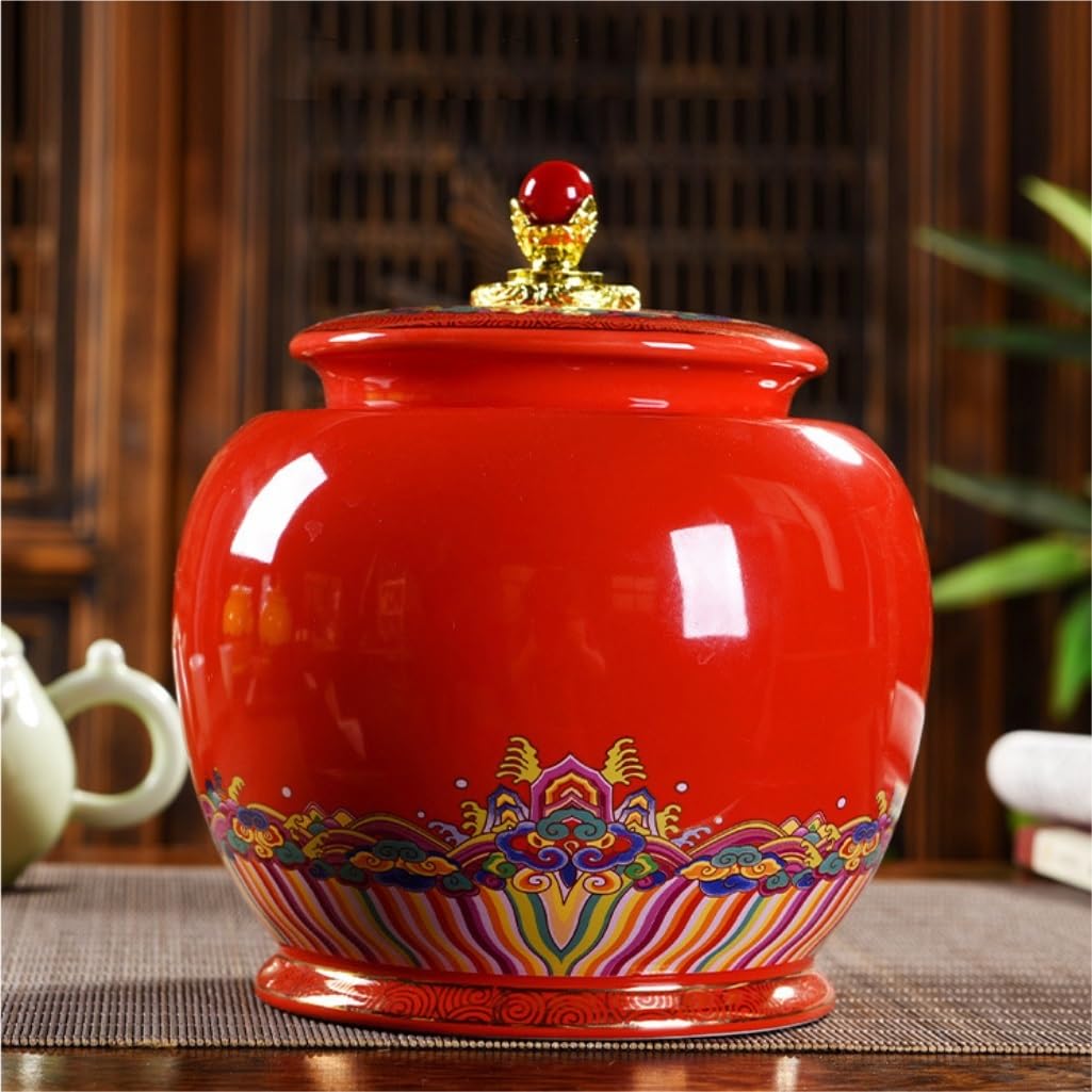 Ceramiczny dzbanek na herbatę Luźny pojemnik do przechowywania herbaty Jar Home Kitchen Countertop Jar Ceramiczny chiński Retro Zestaw do herbaty Podwójny garnek Zestaw pudełek na prezent Herbata (B)
