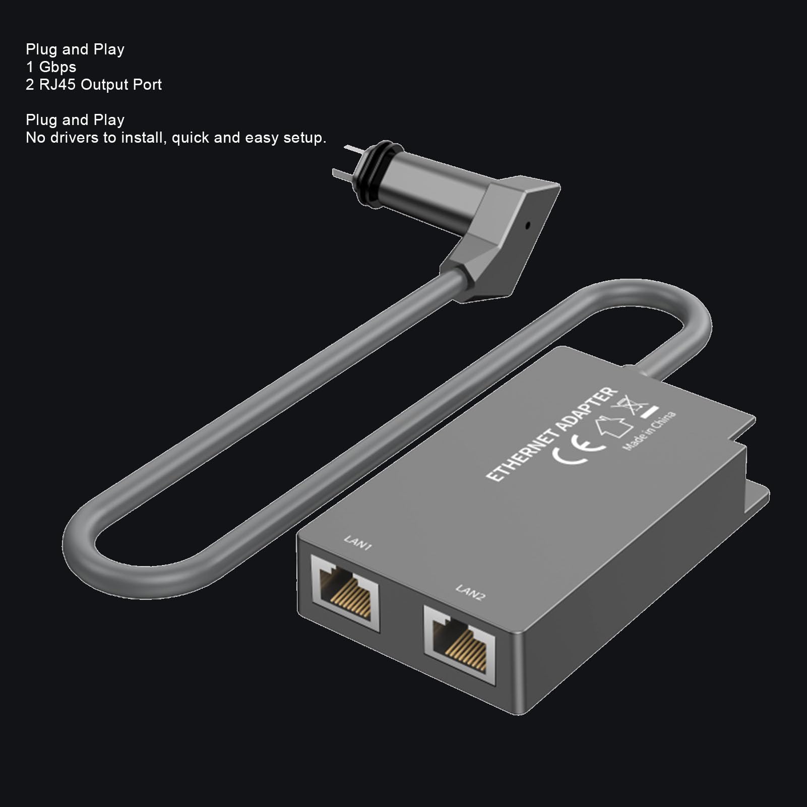Generic Adattatore Ethernet Satellitare 2 Porte RJ45 Adattatore di Rete Cablata Ad Alta velocità per Dispositivi Compatibili di Seconda Generazione Attivati ​​Grigio