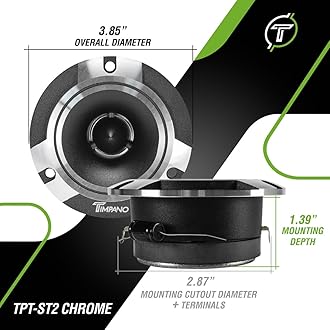 Timpano 2 x TPT-ST2 4" Super Loud Tweeters Silver Titanium Bullet 480 Watts