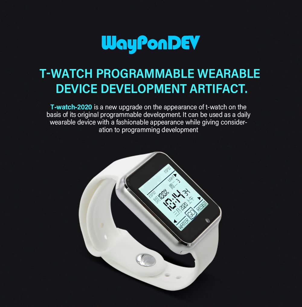 WayPonDEV T-Watch 2020 V3 ESP32-basierte programmierbare Uhr mit Arduino, ESP-IDF oder MicroPython (Silber)