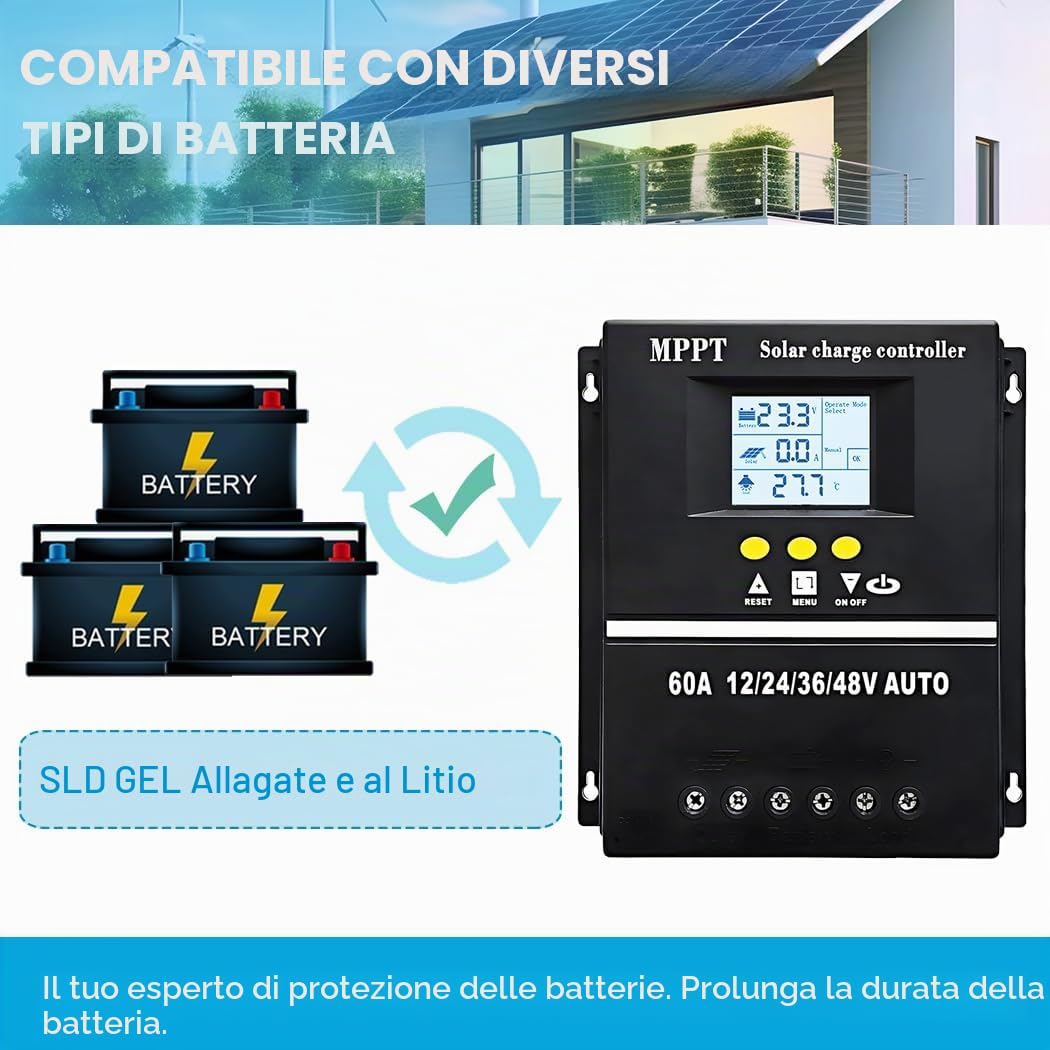 PWM 60A Regolatore di Carica Y&H MPPT Regolatore Solare Per piombo-acido/litio