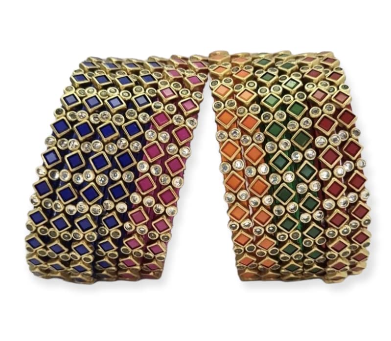 Ambal square Kundan Worked Silk thread bangles set for Women and Girls (multicolour -5) (B09WYSP5R3) Amazon Price History, Amazon Price Tracker