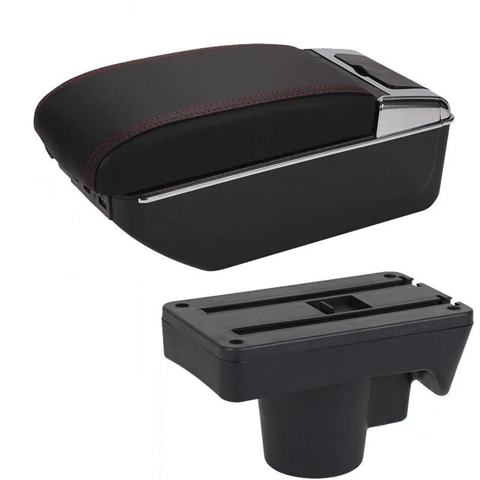 NOHEEU Car Armrest Box Interior Details Refitting Accessories Storage USB For Astra H 2008-2011(A1 Black red 7USB)