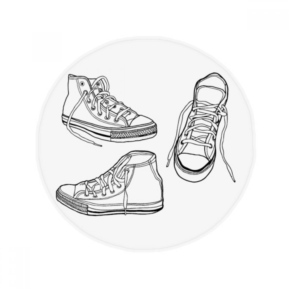 Tapis rond cadeau original motif chaussures peint à la main pour décoration maison 50cm