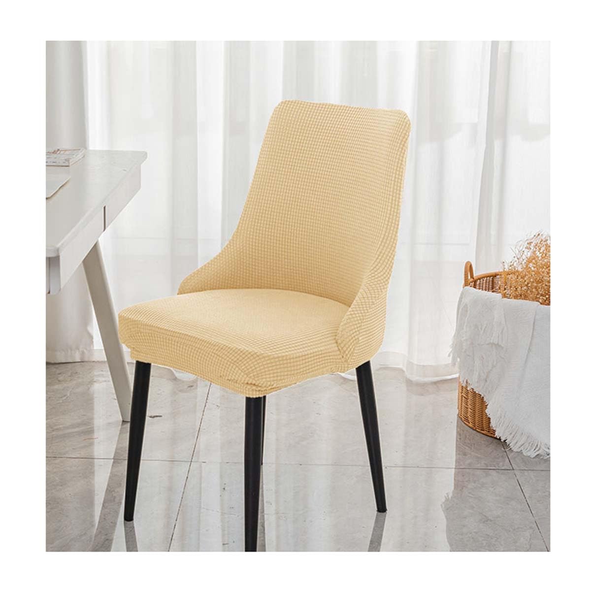 Housse de chaise scandinave extensible avec accoudoirs xl pour salle à manger
