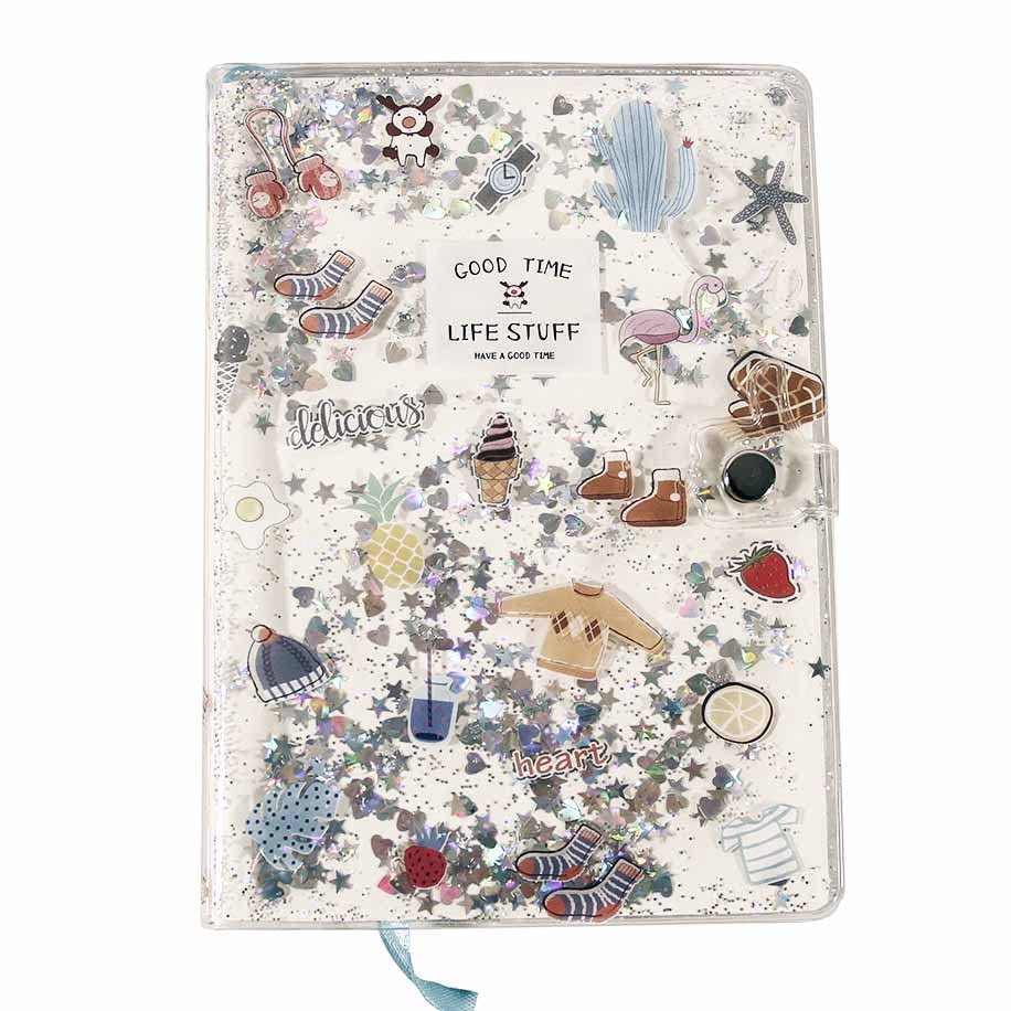 Yomeno Glitter Oily Quicksand Notebook Journals for Writing Inside with a doodle diary 6.7x4.7 Inches，96 Pages for Drawing, Journal, Doodling，Sketching & Crayon Coloring (Style A)