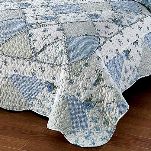 Vivilinen COUNTRY STYLE BEDSPREAD-041501 Blue Floral Patchwork Quilt Set thumb #4