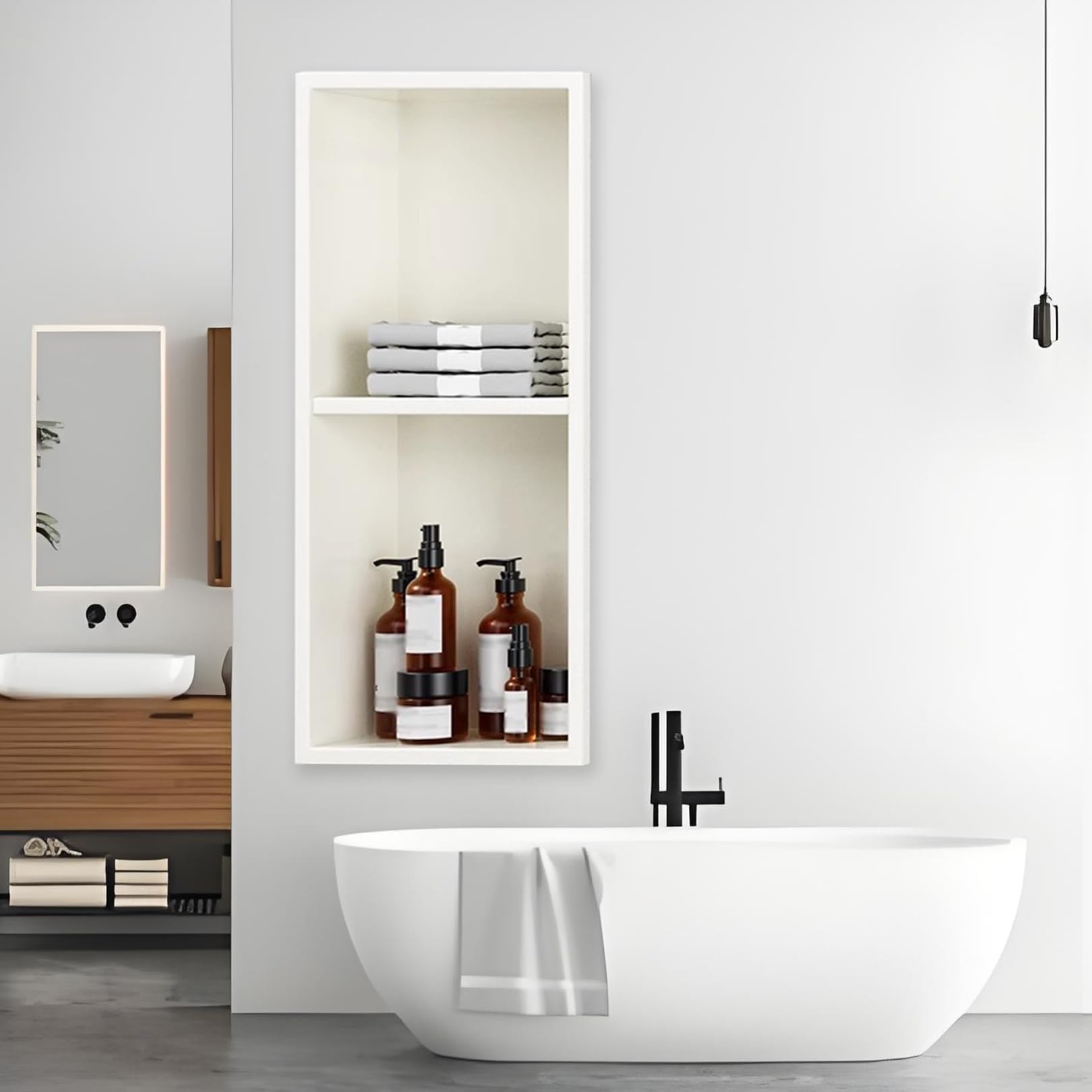 Niche de douche en acier inoxydable robuste au design minimaliste et épuré