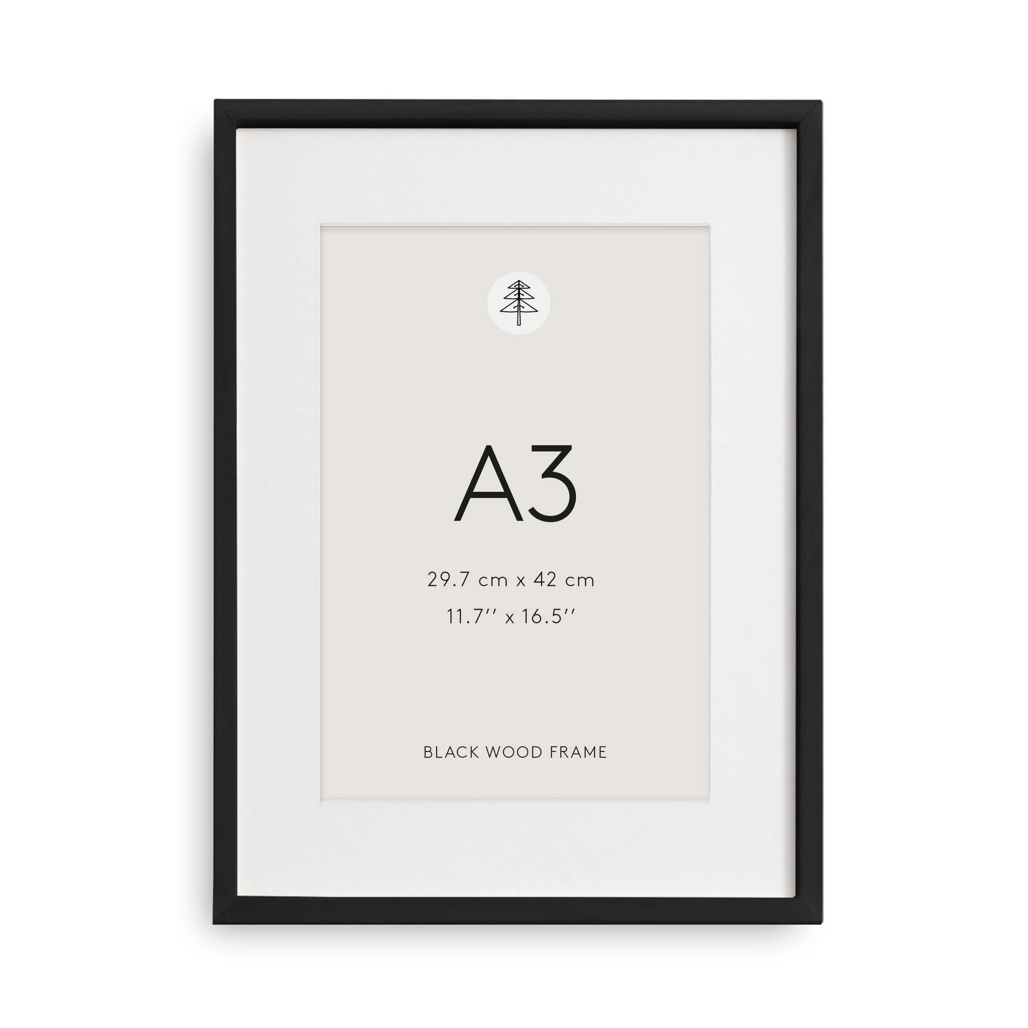 Cadre photo en bois noir A3 grand format mural pour affiche poster et encadrement photo de salon