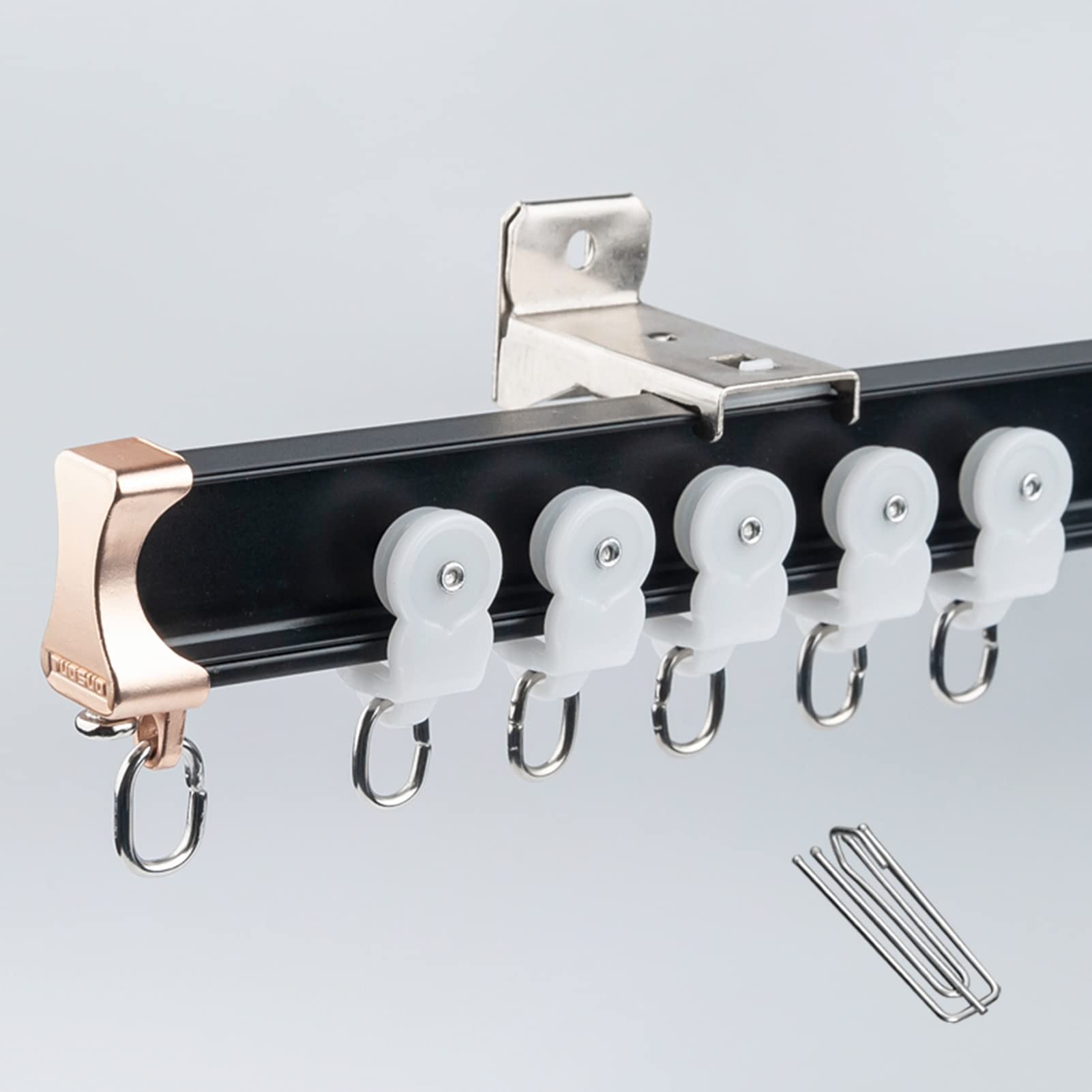 ZIMGOD Heavy Duty Curtain Track, Ceiling/Wall Mount Shower Curtain Rod Set with Hook, Black Curtain Rails for Bay Windows/Bunk Bed/RV/Garage (Color : Wall Mount, Size : 700cm/23ft)