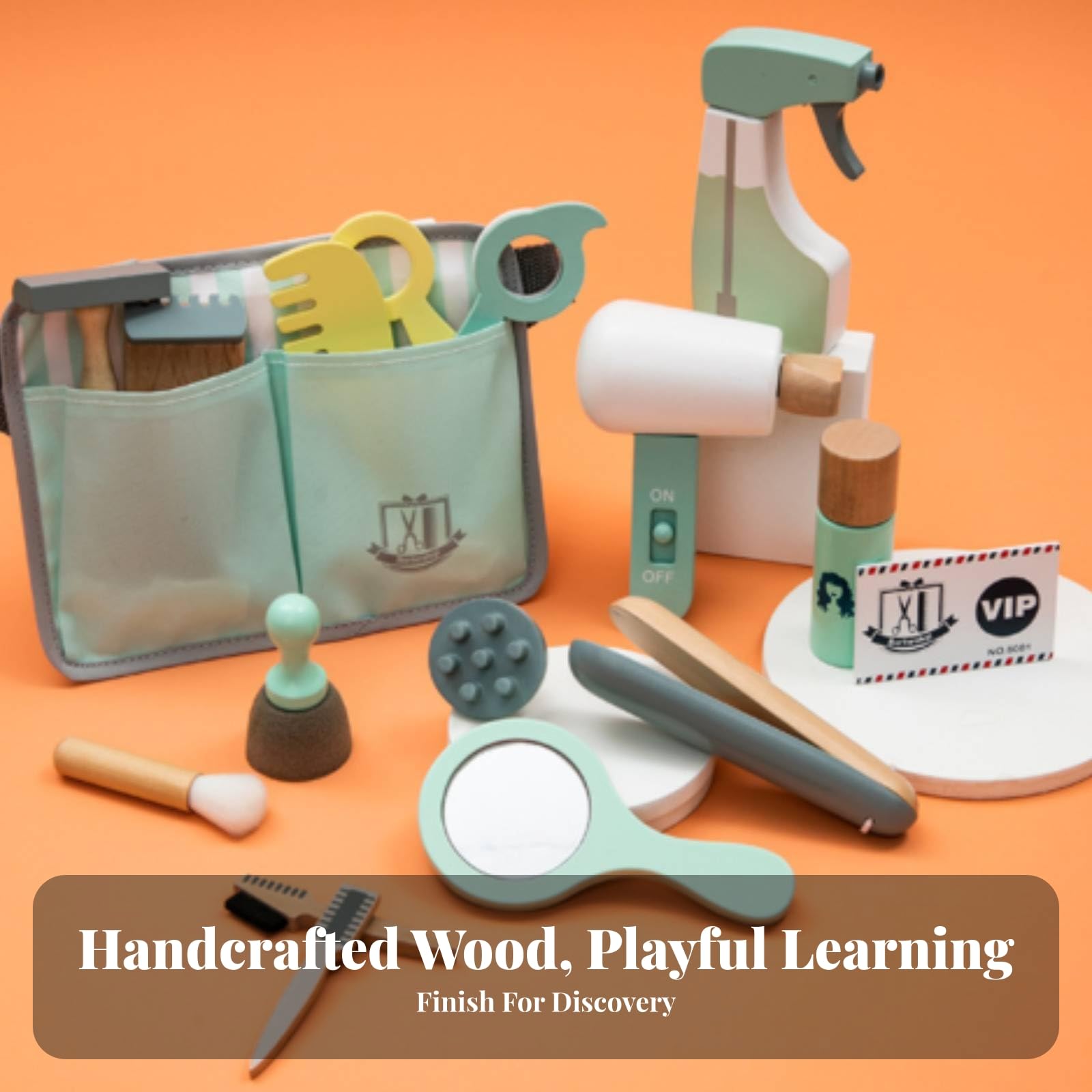 Set in Tessuto per Giochi da Parrucchiere con Valigetta Pratica E Utensili in Legno per Che Imitare Adatto Regalo Educativo E Divertente a Casa