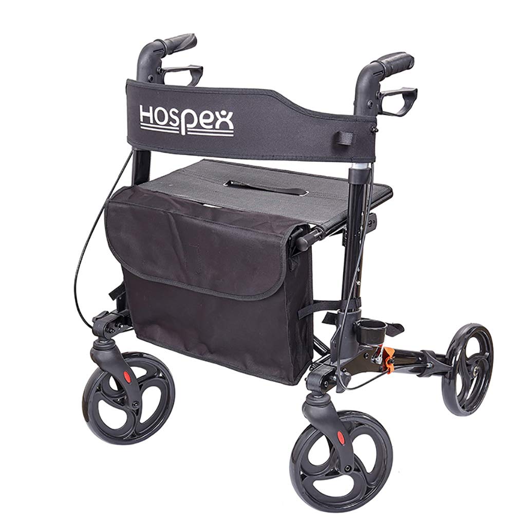 Andador gris plegable para caminar, andador, andador, carrito de la compra con asiento y freno de mano, para ancianos, estrella de luz
