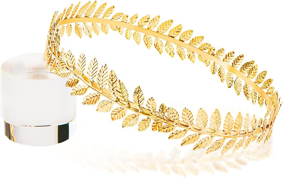 Oasisgalore Gold Laurel Wreath Crown, Greek Costume and Cleopatra Headpiece,Greek Goddess Accessories for Women