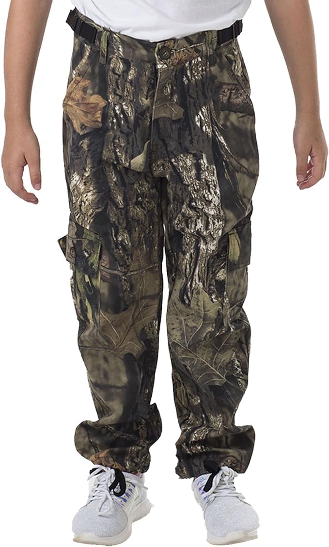 TrailCrest Youth Kids Camo Hunting Cargo Pants | 6 Pockets | Mossy Oak Break-Up Country™ (Improved Specs)