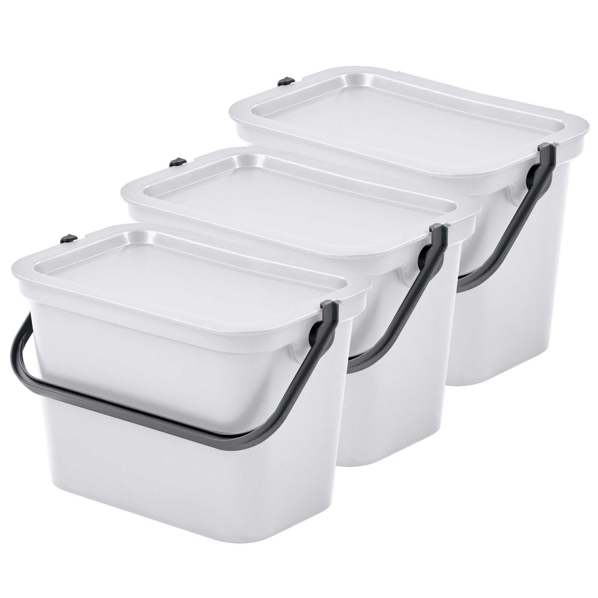 Tontarelli Set of 3 Moda 5 Litre White Bin with Handle