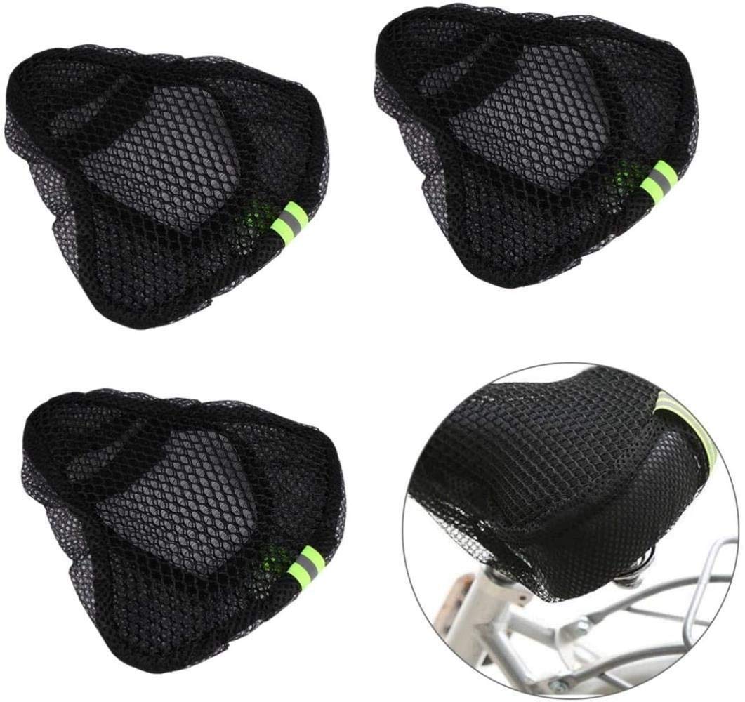 Solider 3-teiliger Fahrradsitzbezug UV-Sonnenschutz Atmungsaktives Fahrradsattelkissen für Mountainbike-Rennradzubehör (Schwarz) Langlebig